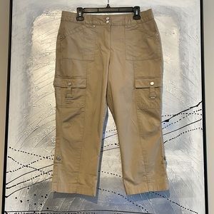 Laura Roll Tab Cuff Crop Cargo Pants Size 10 Beige